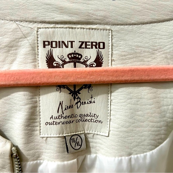 Point Zero Cream Leather Jacket with Studs - Picture 5 of 7